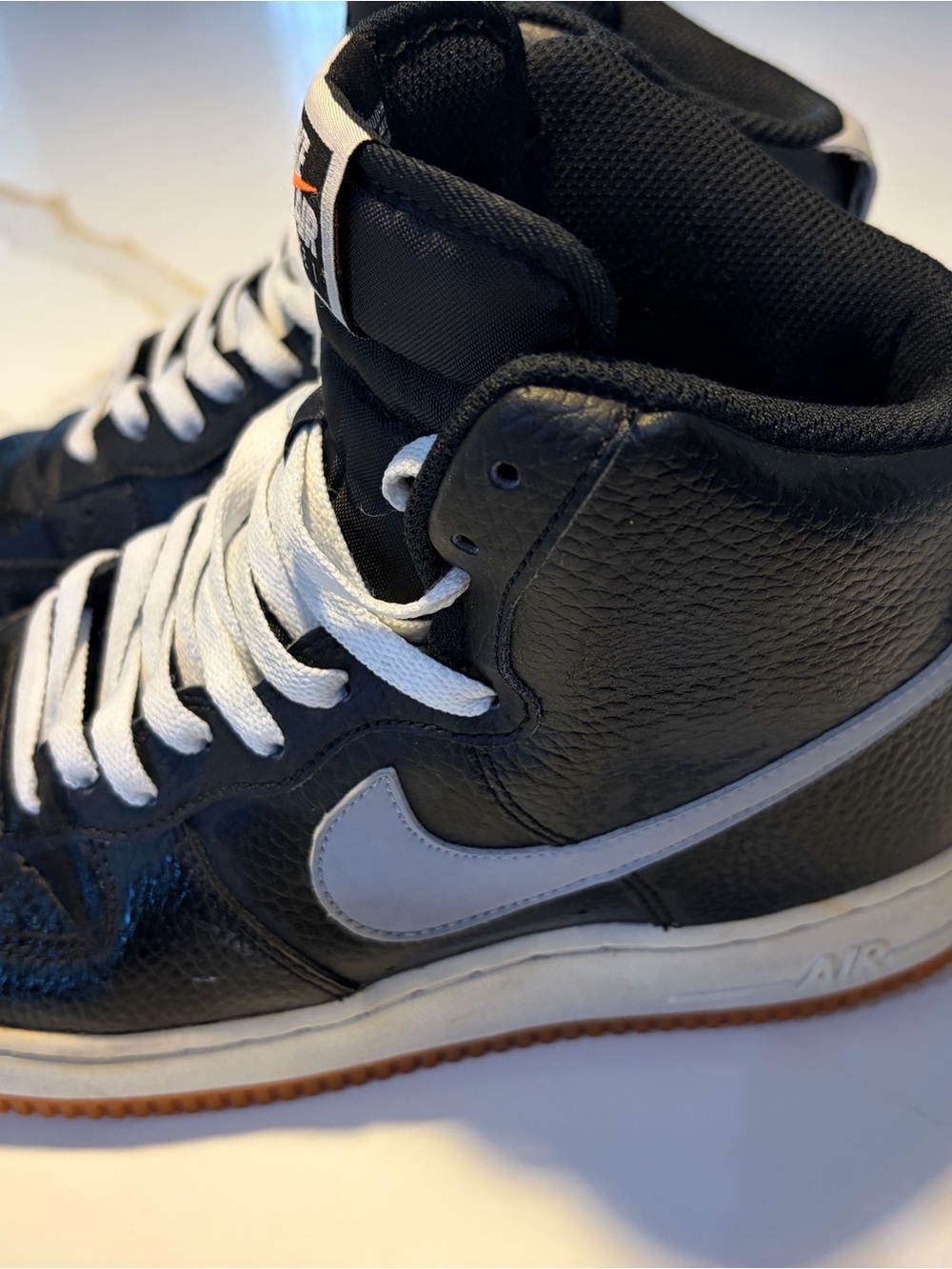 Nike Air Force 1 High ‘07 Black White Gum Sole Sneakers Men’s Size 8 Leather